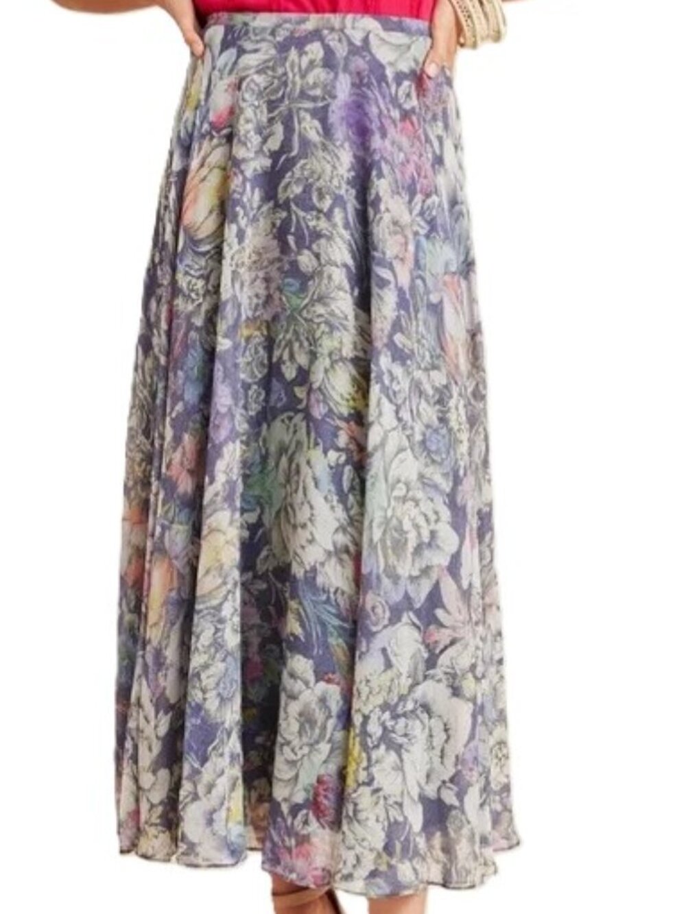 Anthropologie Meave Miele Floral Flowy Midi Skirt Size US 0